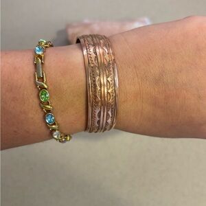 Vintage Gilbert Begay Etched Copper Navajo Cuff